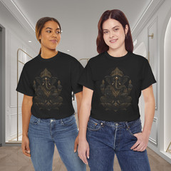 Ornate Ganesha Gold Black Hindu Elephant God Graphic T-Shirt