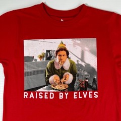 Elf Shirt Men Small Raised By Elves Holiday Graphic Eat Work Party Gym Core Nw