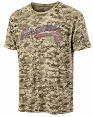 Atlanta Braves Digital Camo T‑Shirt Large Code 5 Flag Sleeve Distressed Military
