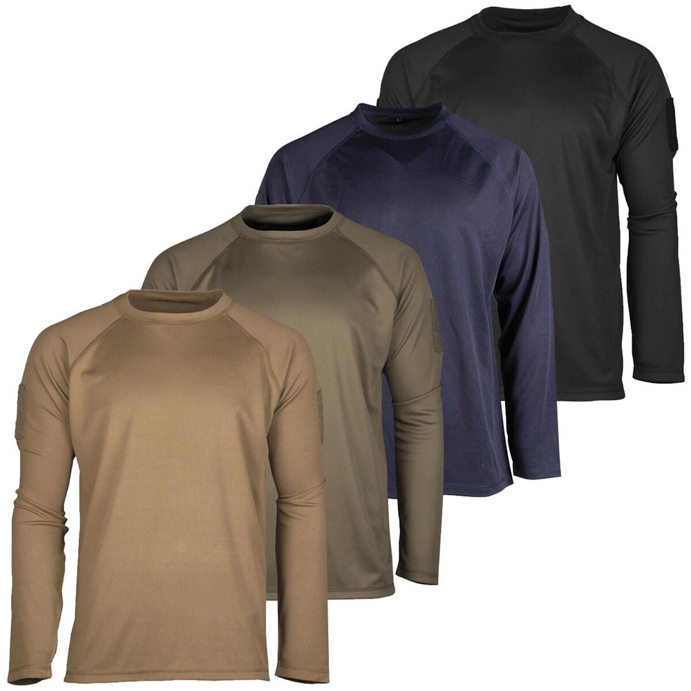 Mil-Tec Tactical Quick Dry Long Sleeve Shirt Moisture Wicking Round Neck Casual