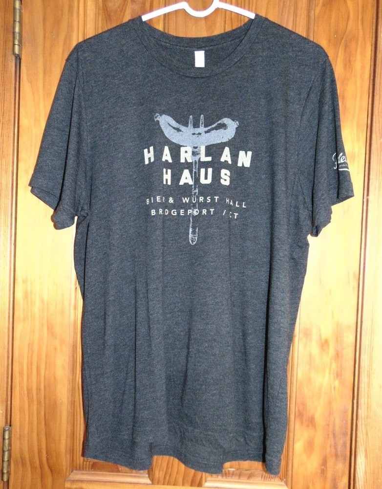 Harlan Haus Bier & Wurst Hall Men’s T-Shirt SZ XL Poly/Cotton/Rayon