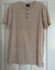 CUTS PYCA PRO Men’s M Beige Solid Henley Short Sleeve Split-Hem T-Shirt