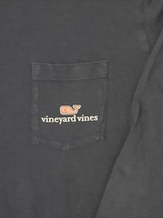 Vineyard Vines Long Sleeve T Shirt Navy Blue Pink Whale Logo Pocket Men’s Medium