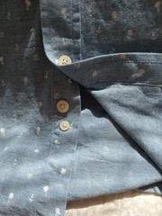 Polo Assasin Mens Sz L. Blue Tiny Palm Trees & Anchors Button Down Soft Cotton