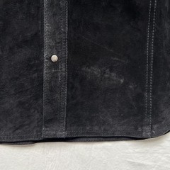 Saxony Collection leather shirt jacket mens Large black suede pocket flaps