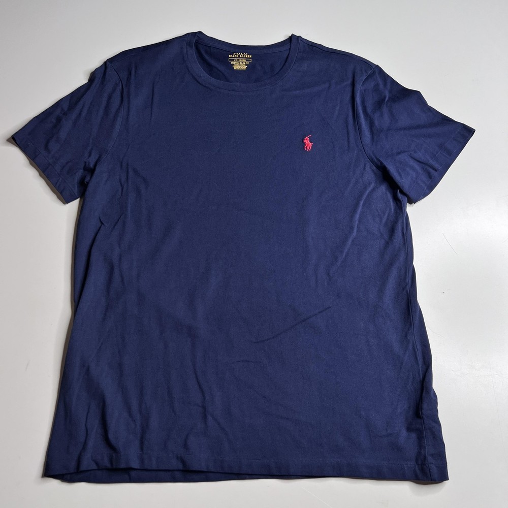 Polo Ralph Lauren Shirt Mens Large Blue Custom Slim Fit Pony Logo Crew Tee