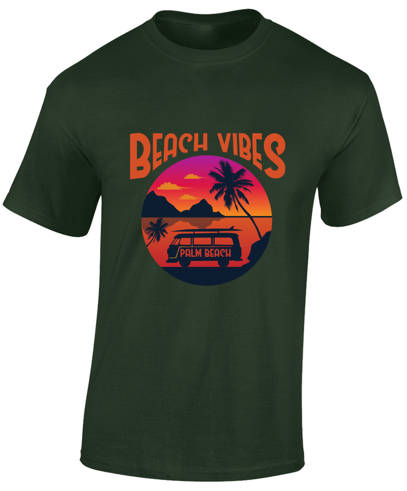 BEACH VIBES MENS T SHIRT SUMMER HOLIDAY CASUAL CLOTHING FASHION GIFT TOP
