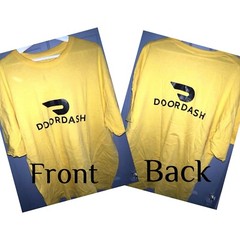 DoorDash Front & Back Food Delivery Driver YELLOW Short Sleeve 2XL Shirt *RARE*