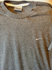 Vintage Y2K Nike Mini Swoosh T-Shirt Mens XL Heather Gray Embroidered Silver Tag