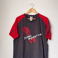 Adidas Black & Red Just Sports Graphic T-Shirt L 2449