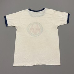 Vintage 70s Nasa Fitness Ringer Shirt White Polycotton Space Size Medium