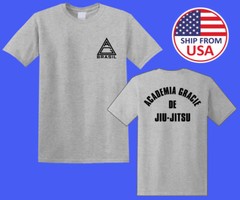 Academy Gracie Jiu Jitsu Brasil Martial Arts Men’s Grey T-shirt Size S-5XL