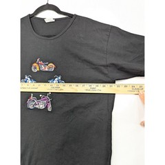 Casey Coleman Black Cotton Embroidered Motorcycle Graphic T-Shirt Men M/L Turkey
