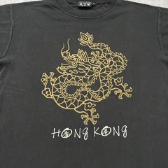 Vintage 90s Hong Kong Shirt Size M Single Stitch Dragon Tourist Souvenir Black