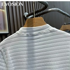Summer Men Knitted Textured T-Shirt Slim Casual Solid O-Neck Short Sleeve Top