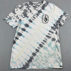 Volcom Mens Tie Dye Graphic T-Shirt Modern Fit Blue Grey White Small