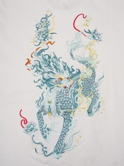 Niepce Men’s Blue Kirin Embroidery Tee Japanese Streetwear T-Shirt