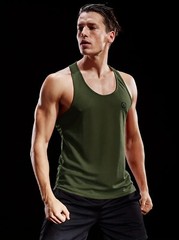NELEUS ‘Dry Fit Logo Muscle’ Mesh Tank Top Mens M Gym Workout Exercise Olive NEW