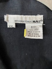 international male men’s short sleeve, black 100% linen shirt size XXL