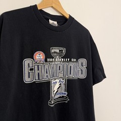 Vintage Y2K Tampa Bay Lightning Stanley Cup Champions NHL Hockey Tee Shirt Black