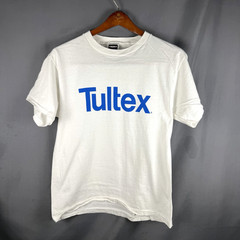 RARE Vintage Single Stitch Tultex Test Print T Shirt Large USA Made White Blue