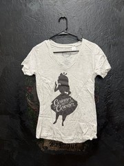 Disney Alice in Wonderland Men’s T-Shirt Grey L V-Neck Cotton Blend Tee