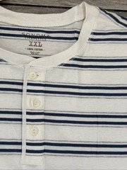 Sonoma Henley Size XXL Off White Blue & Gray Stripes New With Tags