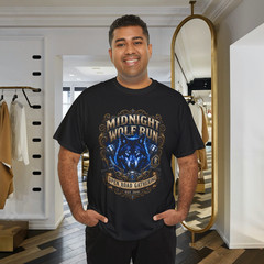 Midnight Wolf Run Biker Motorcycle Graphic T-Shirt