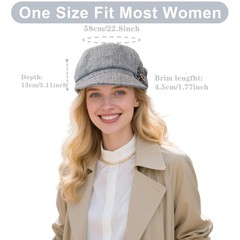 2 PCS Womens Newsboy Cap Retro Classic Visor Cabbie Beret Hats Flower Buckle