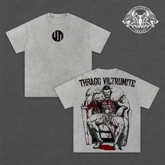Thragg Viltrumite Graphic Tee, Vintage Acid Wash Oversized T-Shirt, Retro Anime