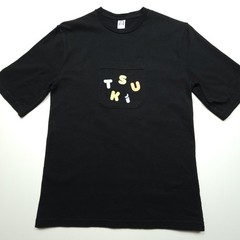 Tsuki Market Mens Shirt Small Black Chest Pocket Tee Spell Out Graphic Casual S