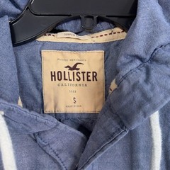 Hollister Vest Adult Small Blue Chambray Hooded Button Front Raw Hem Surfer Cut