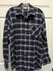 US Blues. Mens Shirt Size M Blue Plaid Flannel Long Sleeve Botton Down