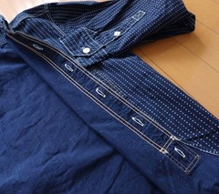The Real McCoy’s Double Diamond Indigo Star Wabash Work Shirt S Indigo Men’s