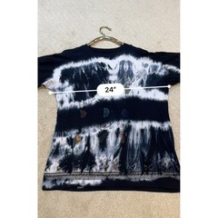 Vintage Style Tie Dye Graphic T-Shirt Black White Artistic Figures XL