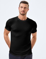 Mens Short Sleeve Casual Shirts Muscle Slim Fitted Fashion Shirt Crewneck Lon…