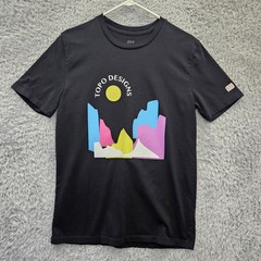 TOPO DESIGNS T SHIRT Men Medium Organic Cotton Tight Knit Graphic Print *Pinhole