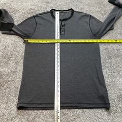 Old Navy Tee Shirt Mens Large Long Sleeve Gray Thermal Henley Neck Stretch Adult