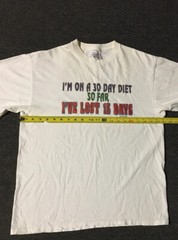 Vtg 90s Im On A 30 Day Diet Ive Lost 15 Days Faded Shirt M Sarcasm Funny Saying