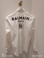 balmain white shirt with Front Logo and printed written on the back