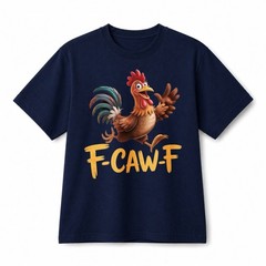 Funny Cartoon Running Rooster F‑CAW‑F Retro Graphic Cotton T‑Shirt Unisex
