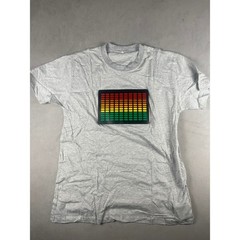 LED Equalizer Sound Activated T-Shirt Gray Detachable Panel Large X0018M8QY7