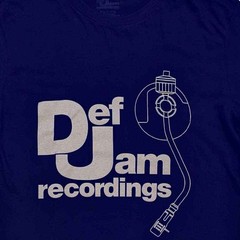 Def Jam Recordings T Shirt Logo and Stylus new Official Mens Navy Blue