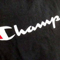 Vintage T-shirt Large Y2K Men’s Tee Champion Black Thin Cotton Spellout