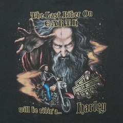 1989 Harley Davidson Last Biker On Earth 3D Emblem Vintage T-Shirt Reprint
