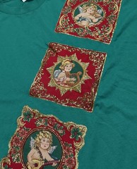 Hanes Heavyweight 50/50 Green Art Graphic Print T-Shirt L Crew Neck Short Sleeve