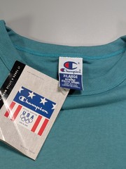 Vintage Champion T-Shirt XL USA Teal Blue 1990s NWT