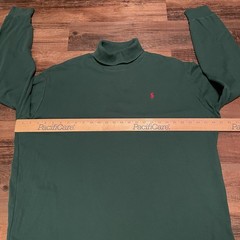 Vintage Polo Ralph Lauren XL Turtleneck Made in USA 90s Forest Green Red Pony