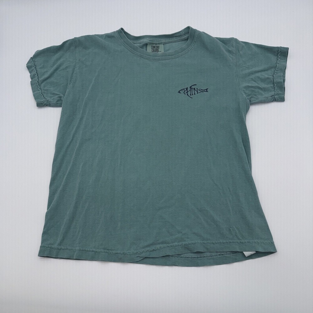 PHINS Apparel Youth Medium Comfort Colors Chalky Mint Green Fishing Fish