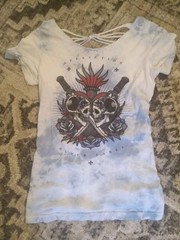 AFFLICTION Black Label Womens Medium Tie String Back